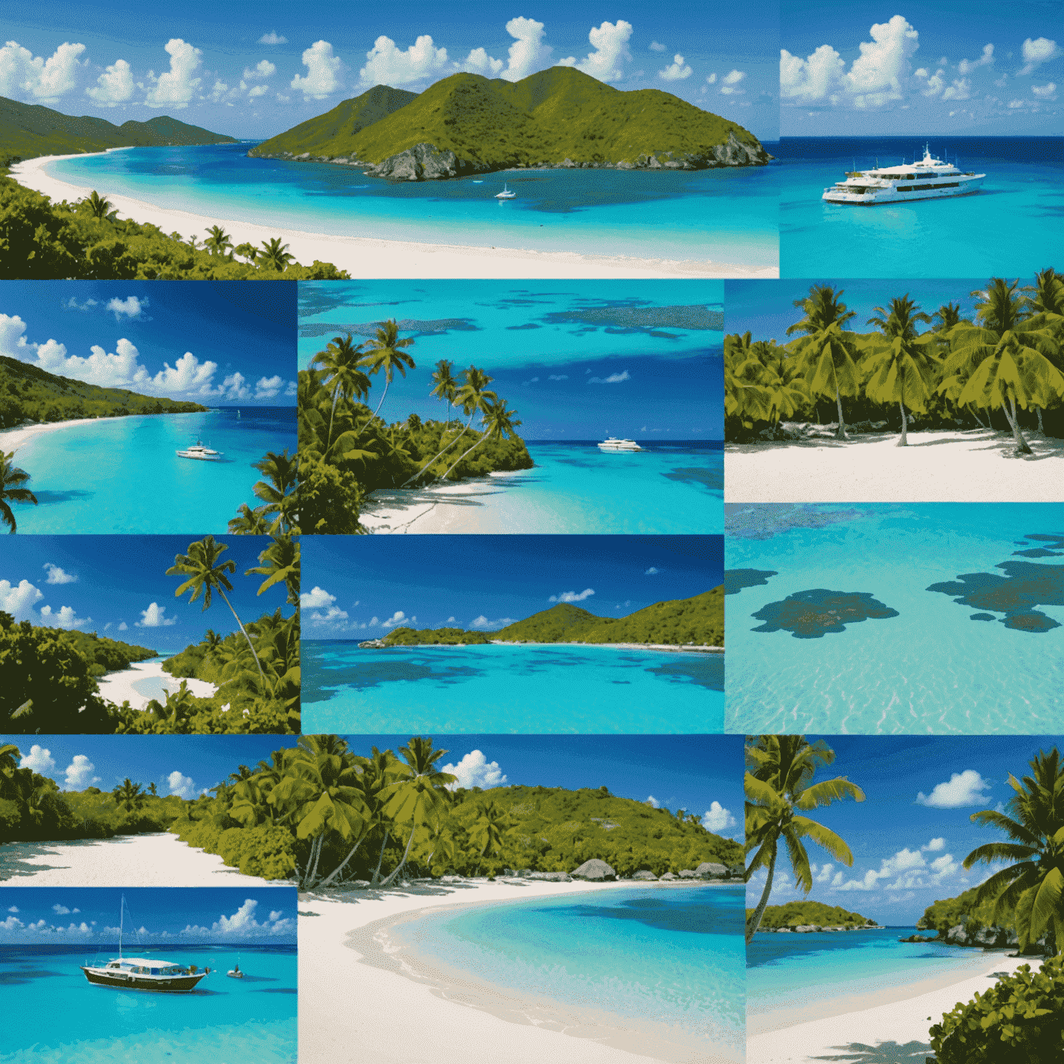 Collage of various Caribbean islands, showcasing pristine beaches, crystal-clear waters, and unique cultural attractions